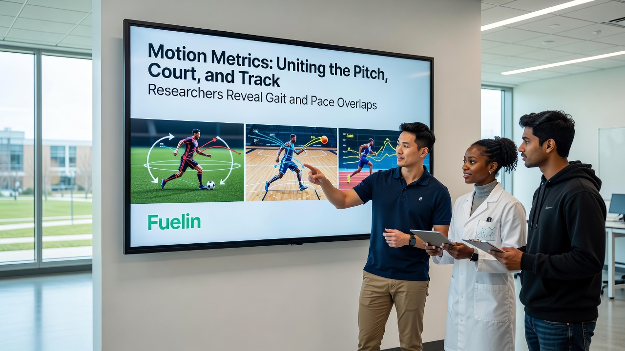 Data visualization showing overlapping gait and pace metrics from football, tennis, and horse racing events