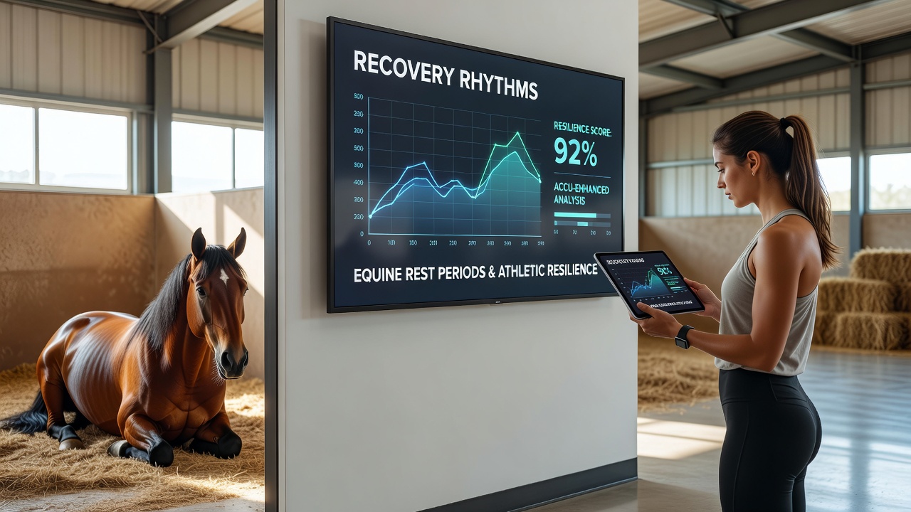 Data visualization of horse recovery timelines merged with tennis and football resilience graphs used in accumulator planning