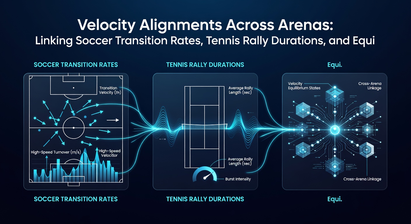 Data visualization showing integrated velocity alignments between soccer transitions, tennis rallies, and horse strides for prediction modeling